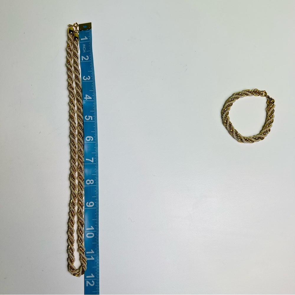Trifari gold-tone braided and twisted rope chain necklace and bracelet - Picture 4 of 5